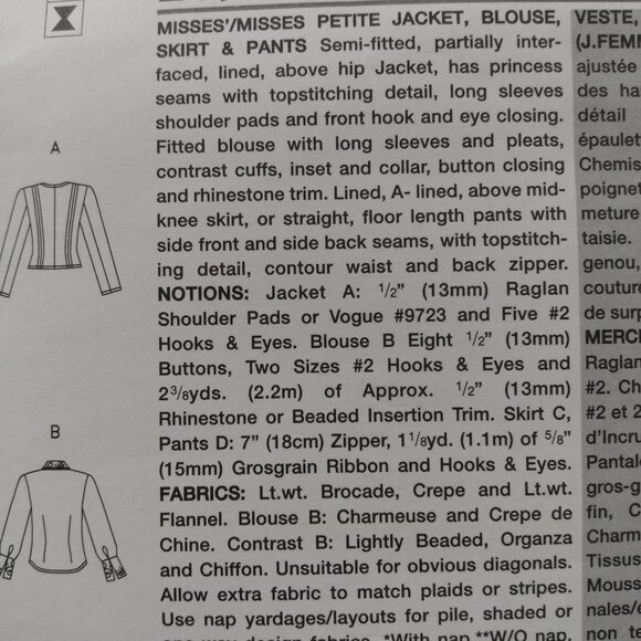 Vintage Vogue Jacket, Blouse, Skirt & Pants Sewing Pattern Plus Size 18-22 - Picture 6 of 9